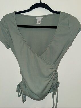 rue21 Light Mint Ribbed Faux Wrap Tank